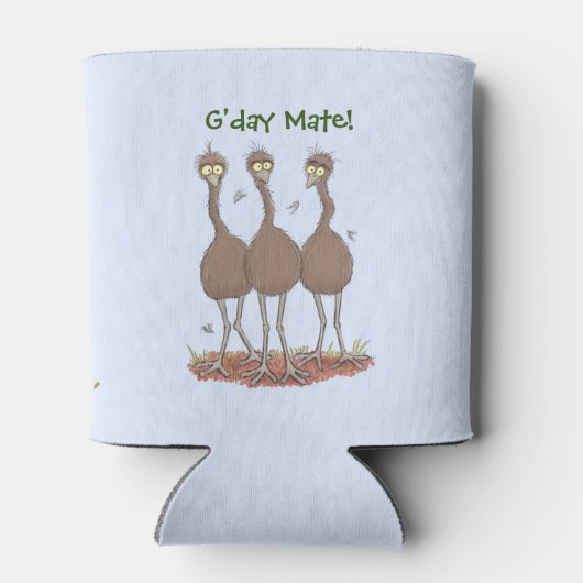 Funny Australian emu trio cartoon illustratie Blikjeskoeler (Achterkant)