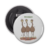 Funny Australian emu trio cartoon illustratie Button Flesopener (Voorkant)