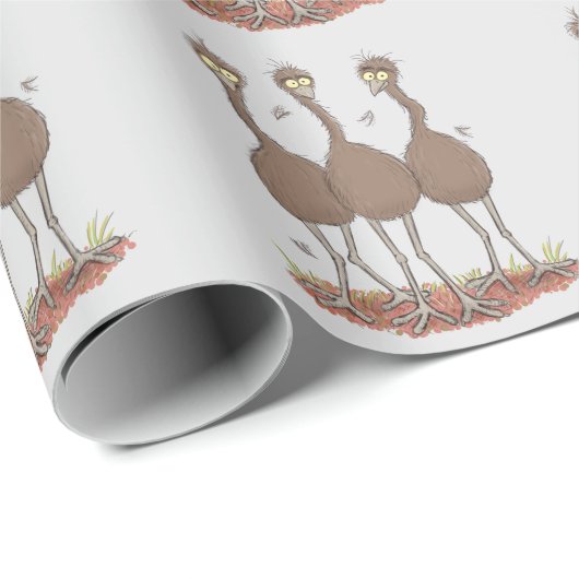 Funny Australian emu trio cartoon illustratie Cadeaupapier (Rol Hoek)