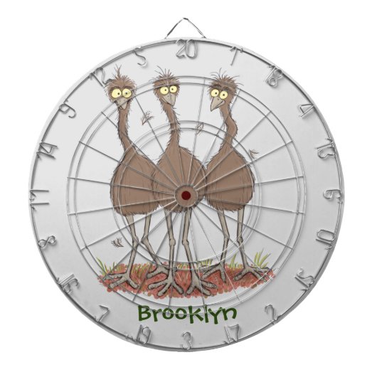 Funny Australian emu trio cartoon illustratie Dartbord (Voorkant)