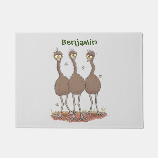Funny Australian emu trio cartoon illustratie Deurmat (Voorkant)