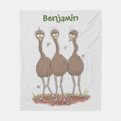 Funny Australian emu trio cartoon illustratie Fleece Deken (Voorkant)