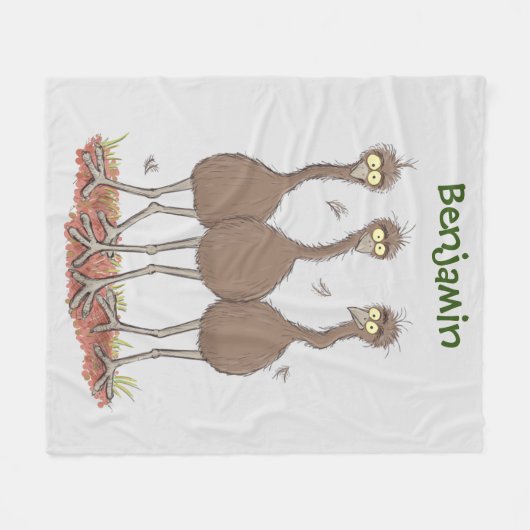 Funny Australian emu trio cartoon illustratie Fleece Deken (Voorkant (Horizontaal))
