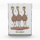 Funny Australian emu trio cartoon illustratie Fotoblokken (Voorkant)