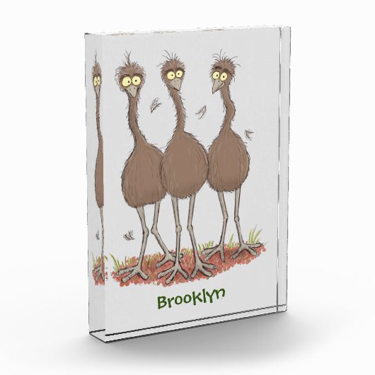 Funny Australian emu trio cartoon illustratie Fotoblokken (Links)