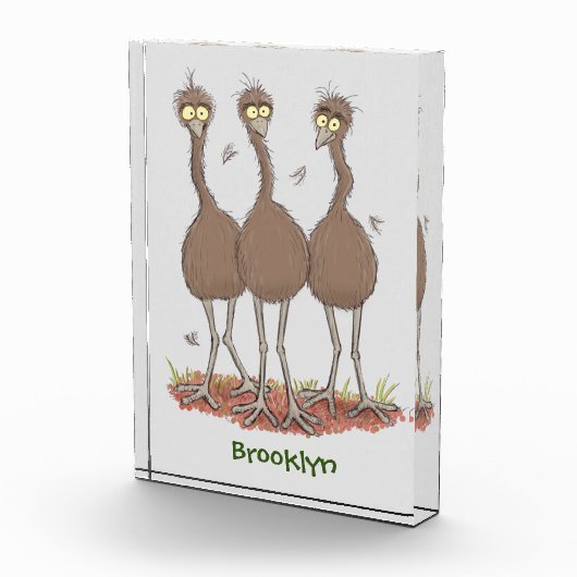 Funny Australian emu trio cartoon illustratie Fotoblokken (Rechts)