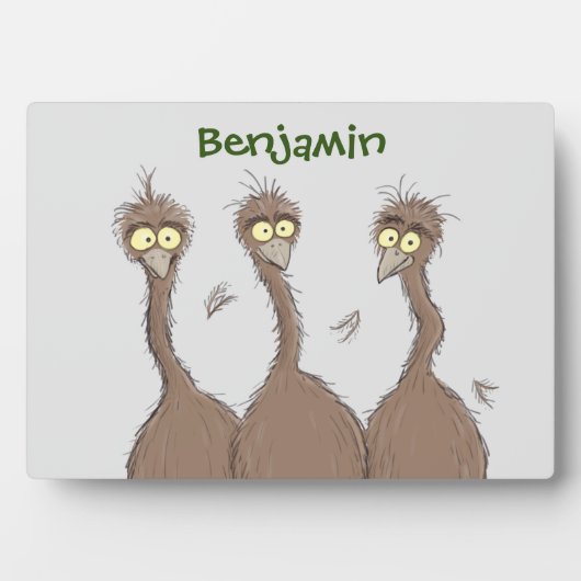 Funny Australian emu trio cartoon illustratie Fotoplaat (voorkant)