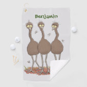 Funny Australian emu trio cartoon illustratie Golfhanddoek (Insitu)