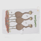 Funny Australian emu trio cartoon illustratie Golfhanddoek (Horizontaal)