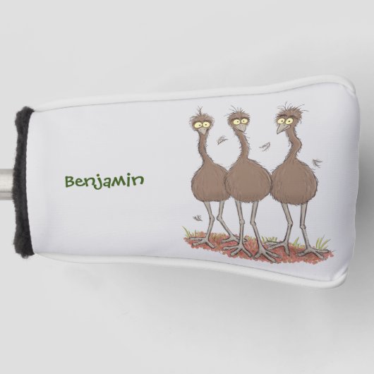 Funny Australian emu trio cartoon illustratie Golfheadcover (Voorkant)