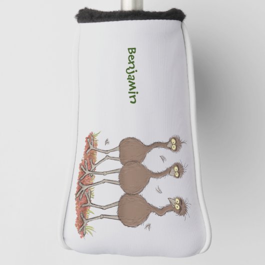 Funny Australian emu trio cartoon illustratie Golfheadcover (Draai 90)
