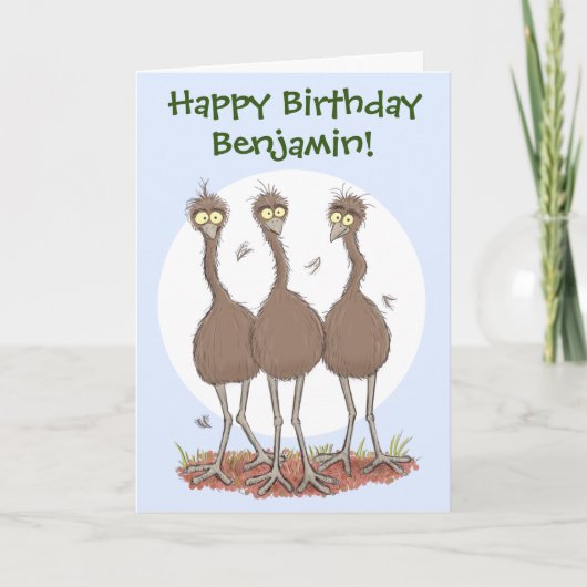 Funny Australian emu trio cartoon illustratie Kaart (Voorkant)