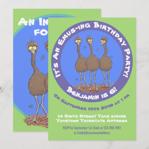 Funny Australian emu trio cartoon illustratie Kaart