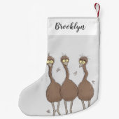 Funny Australian emu trio cartoon illustratie Kleine Kerstsok (Achterkant)