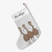 Funny Australian emu trio cartoon illustratie Kleine Kerstsok (Achterkant (Hangend))