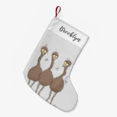 Funny Australian emu trio cartoon illustratie Kleine Kerstsok (Voorkant (Hangend))