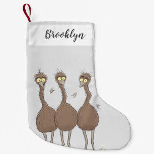 Funny Australian emu trio cartoon illustratie Kleine Kerstsok