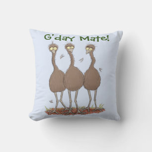 Funny Australian emu trio cartoon illustratie Kussen