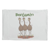 Funny Australian emu trio cartoon illustratie Kussensloop (Achterkant)