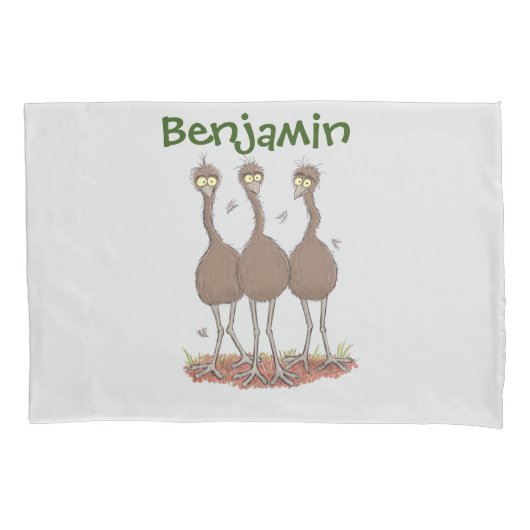 Funny Australian emu trio cartoon illustratie Kussensloop (Voorkant)