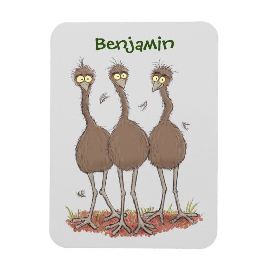 Funny Australian emu trio cartoon illustratie Magneet (Verticaal)