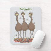 Funny Australian emu trio cartoon illustratie Muismat (Met muis)
