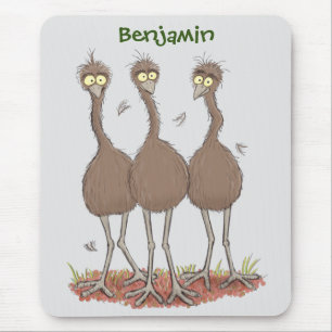 Funny Australian emu trio cartoon illustratie Muismat
