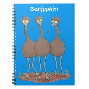 Funny Australian emu trio cartoon illustratie Notitieboek