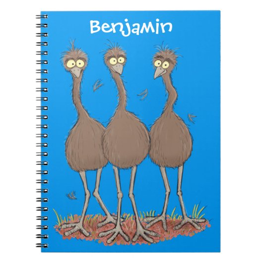 Funny Australian emu trio cartoon illustratie Notitieboek (Voorkant)