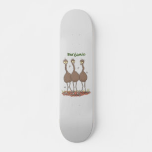 Funny Australian emu trio cartoon illustratie Persoonlijk Skateboard