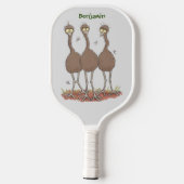 Funny Australian emu trio cartoon illustratie Pickleball Paddle (Achterkant)