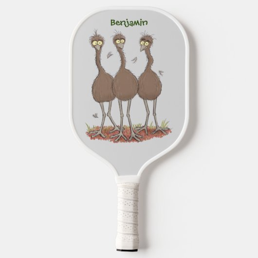 Funny Australian emu trio cartoon illustratie Pickleball Paddle (Achterkant)