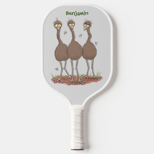 Funny Australian emu trio cartoon illustratie Pickleball Paddle (Voorkant)
