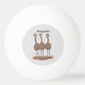 Funny Australian emu trio cartoon illustratie Pingpongbal (Achterkant)