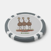 Funny Australian emu trio cartoon illustratie Poker Chips (Enkel)