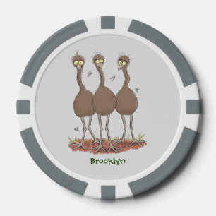 Funny Australian emu trio cartoon illustratie Poker Chips