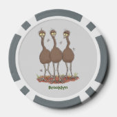 Funny Australian emu trio cartoon illustratie Poker Chips (Achterkant)
