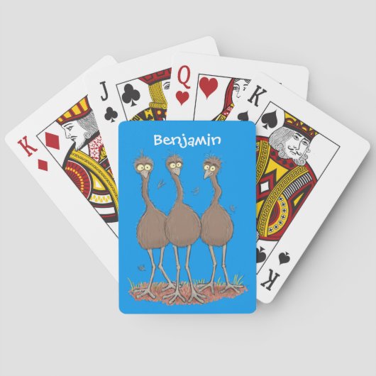 Funny Australian emu trio cartoon illustratie Pokerkaarten (Achterkant)
