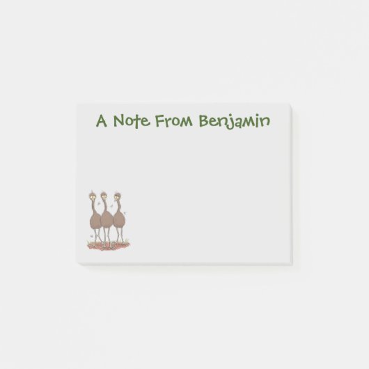Funny Australian emu trio cartoon illustratie Post-it® Notes (Voorkant)