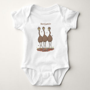 Funny Australian emu trio cartoon illustratie Romper