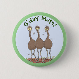 Funny Australian emu trio cartoon illustratie Ronde Button 5,7 Cm