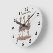 Funny Australian emu trio cartoon illustratie Ronde Klok (Hoek)
