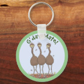 Funny Australian emu trio cartoon illustratie Sleutelhanger (Voorkant)