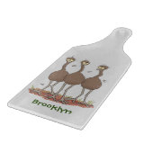 Funny Australian emu trio cartoon illustratie Snijplank (Hoek)