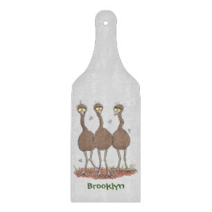 Funny Australian emu trio cartoon illustratie Snijplank