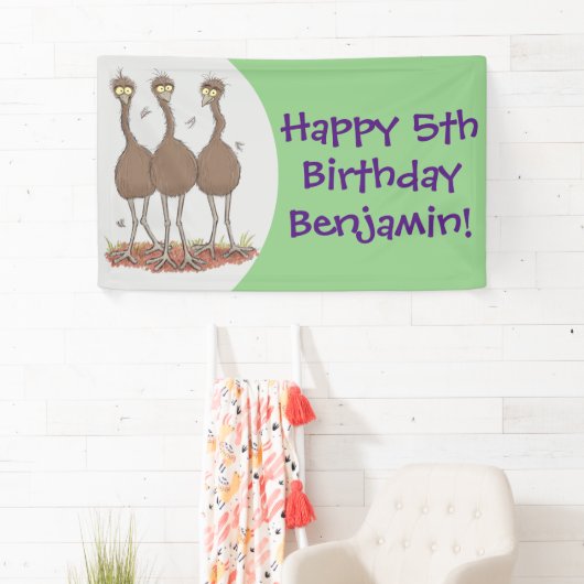 Funny Australian emu trio cartoon illustratie Spandoek (Insitu)