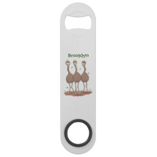 Funny Australian emu trio cartoon illustratie Speed Flessenopener