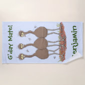 Funny Australian emu trio cartoon illustratie Strandlaken (Voorkant)