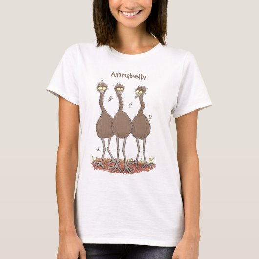 Funny Australian emu trio cartoon illustratie T-shirt (Voorkant)