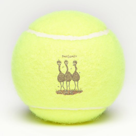 Funny Australian emu trio cartoon illustratie Tennisballen (Achterkant)